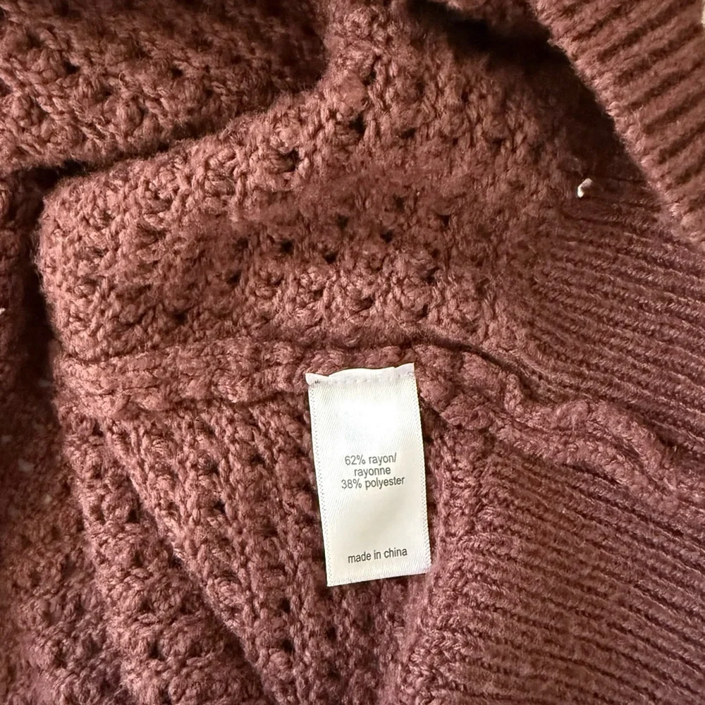 Maurices Mesh Button Front Cardigan Sweater Burgundy Open Knit Xlarge Women’s